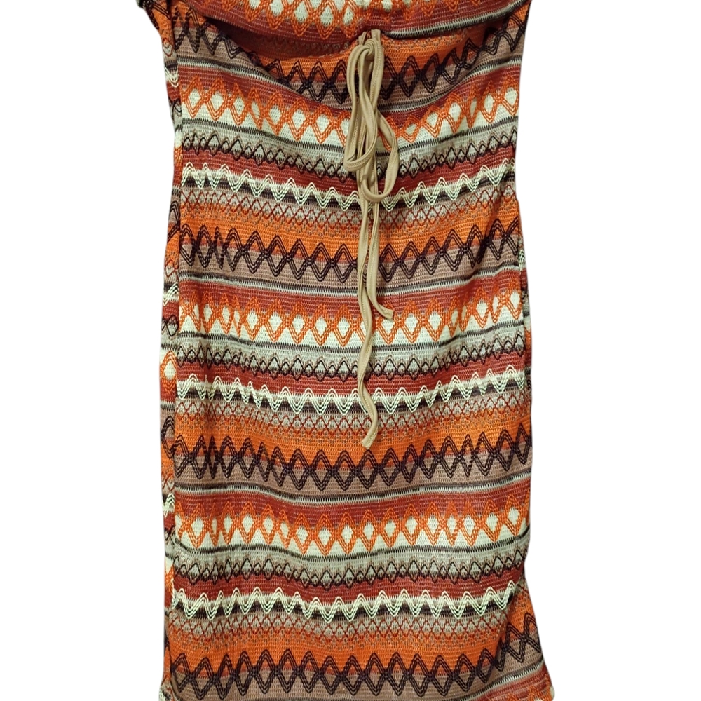 Strapless Multicolor Patterned Dress